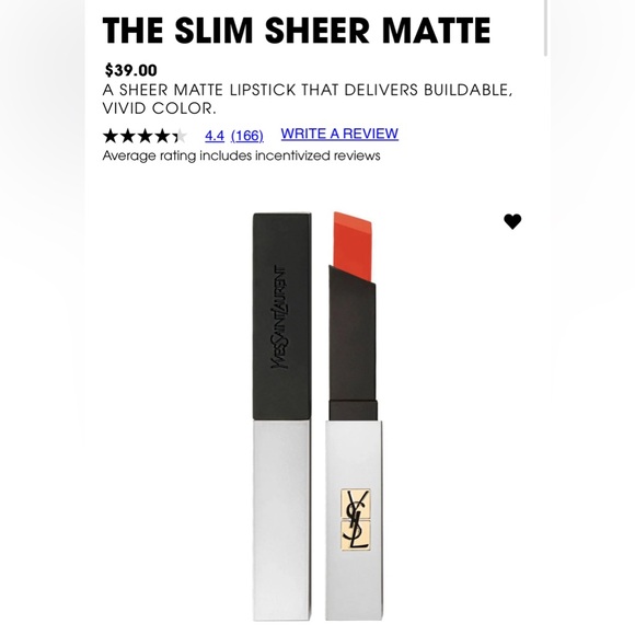 🆕 NIB Yves Saint Laurent The Slim Sheer Matte #103 Orange Provocant 0.07oz - Picture 2 of 12